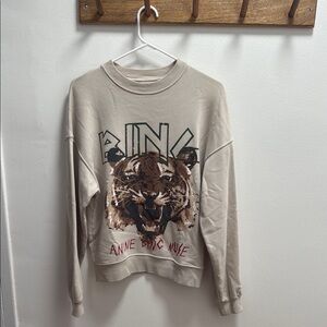 Anine Bing Beige Tiger Graphic Sweater